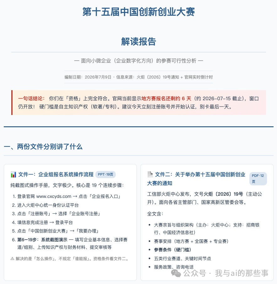 HTML版解读报告:一句话结论+两份文件解读
