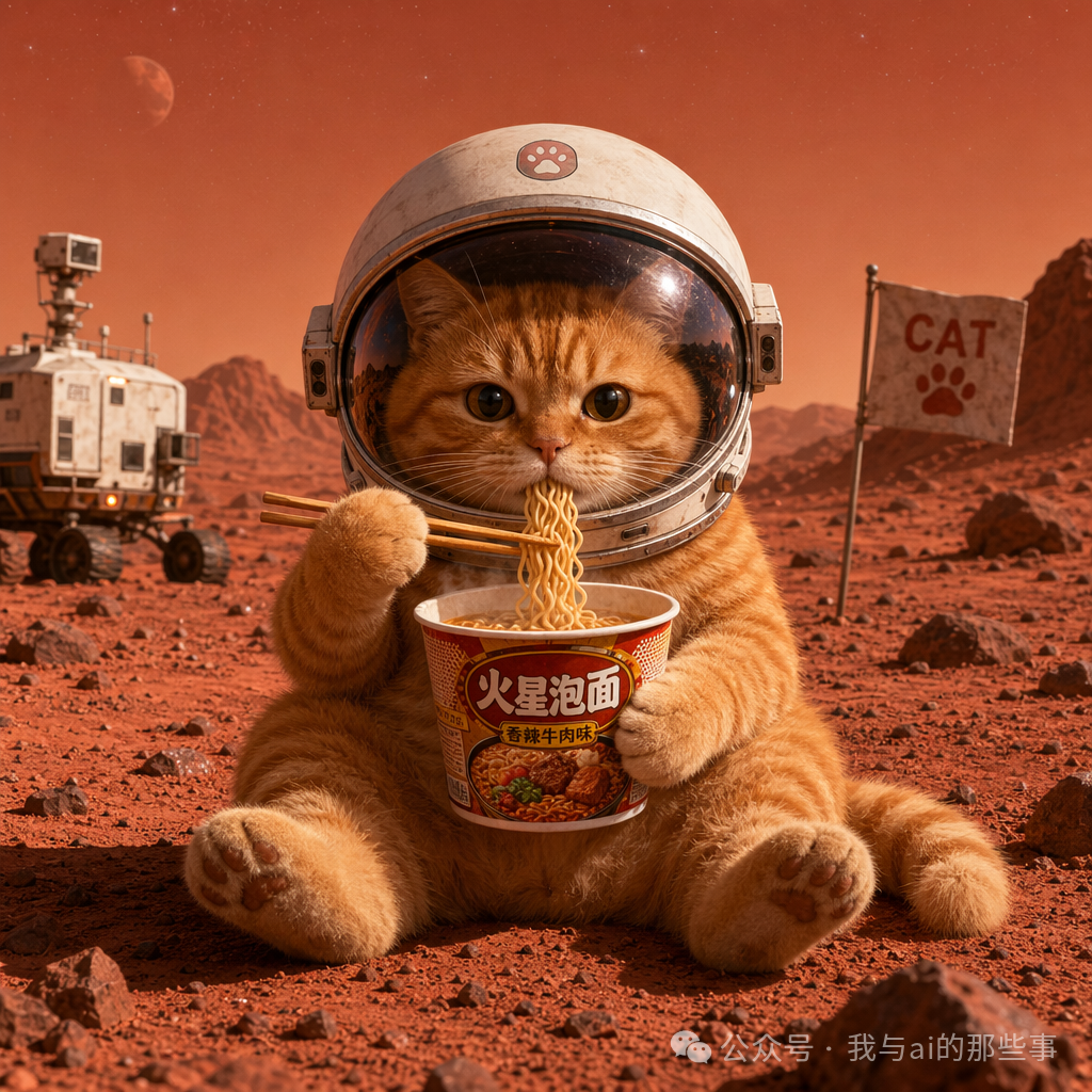 测试成功生成的橘猫宇航员图片
