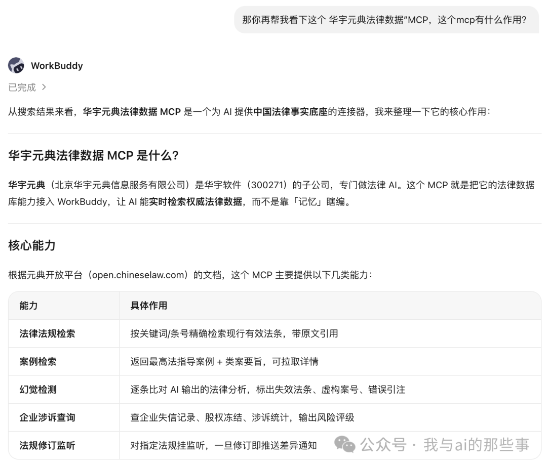 华宇元典 MCP 能力表