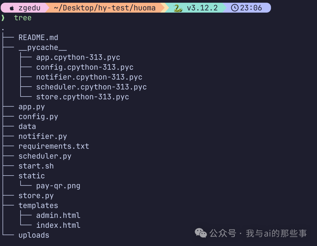 项目文件结构:tree 命令输出