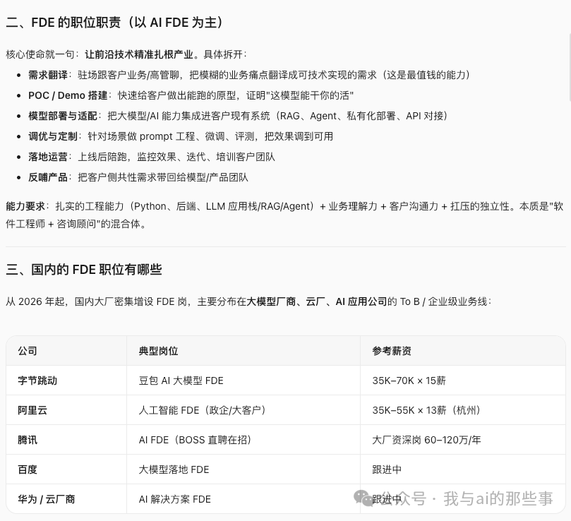 FDE职责六块+国内岗位薪资表